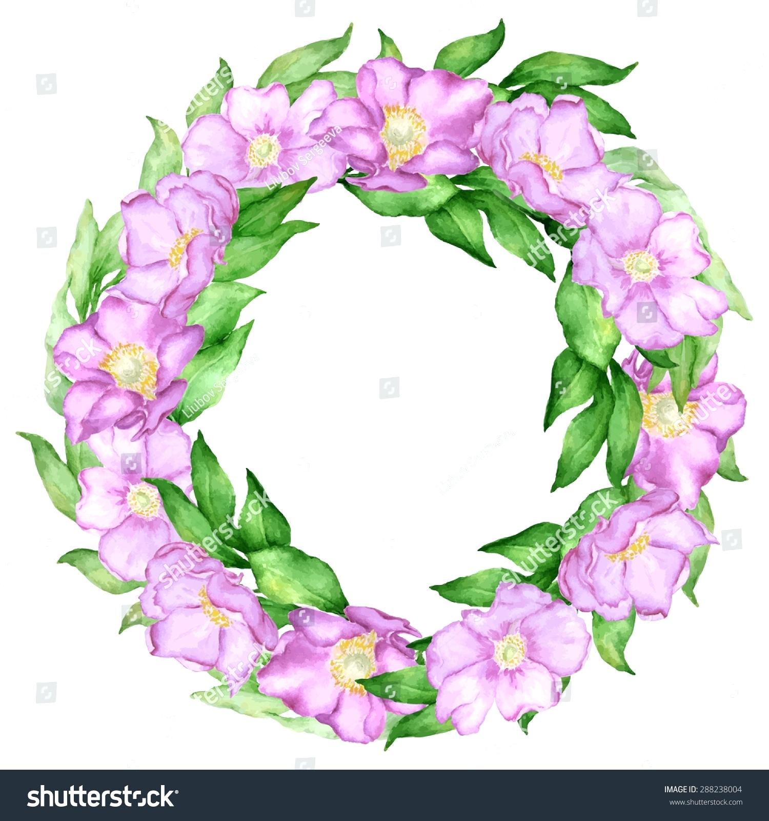 1500x1600 Template Lei Flower Template Vector Bay Leaves Watercolor Wreath