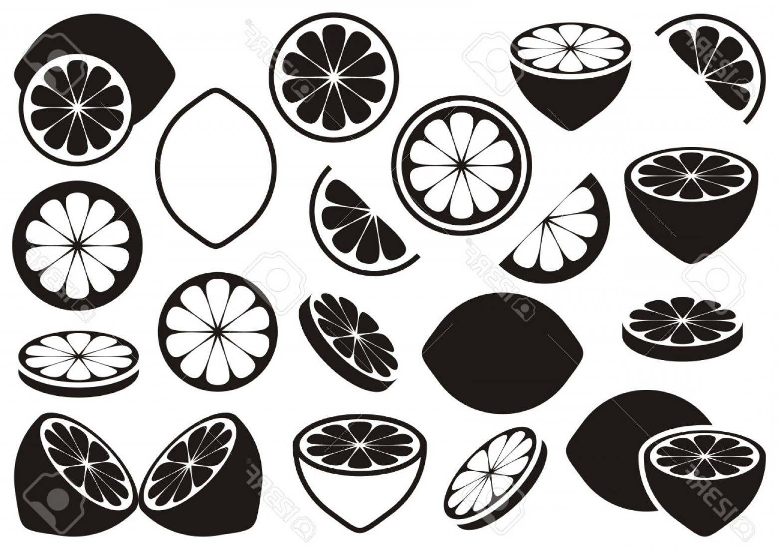 1560x1101 Photostock Vector Black Vector Lemon Icons Isolated On White