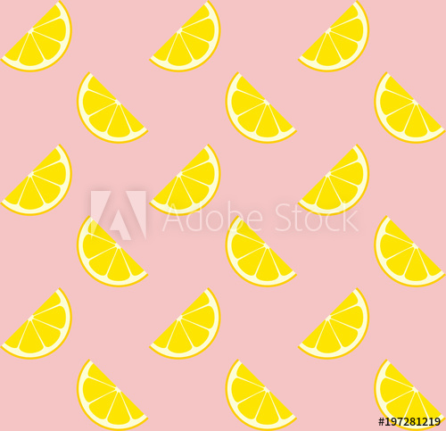 500x483 Pink Lemonade Seamless Vector Pattern Tile. Yellow Lemon Half