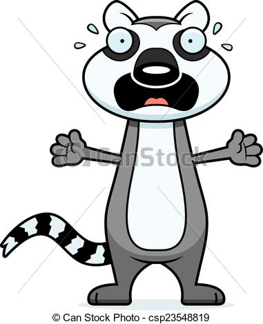 381x470 Scared Cartoon Lemur. A Cartoon Illustration Of A Lemur Looking
