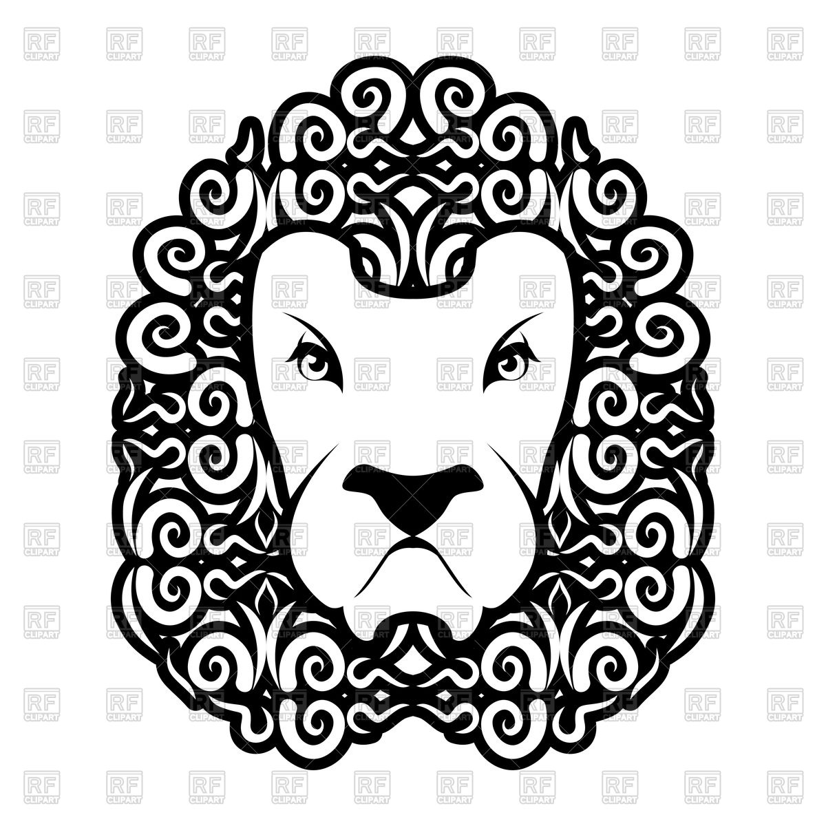 1200x1200 Lion Tattoo. Mane Ornament. Leo Tattooing. Wild Animal Vector