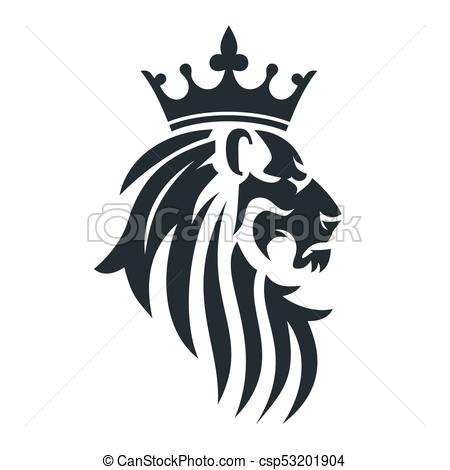 450x470 The Head Of A Lion With A Royal Crown. Vector Illustration Or