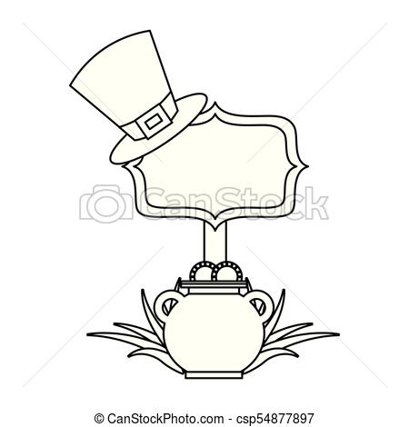 450x470 Wooden Board With Pot Coins And Hat Of Leprechaun Vector