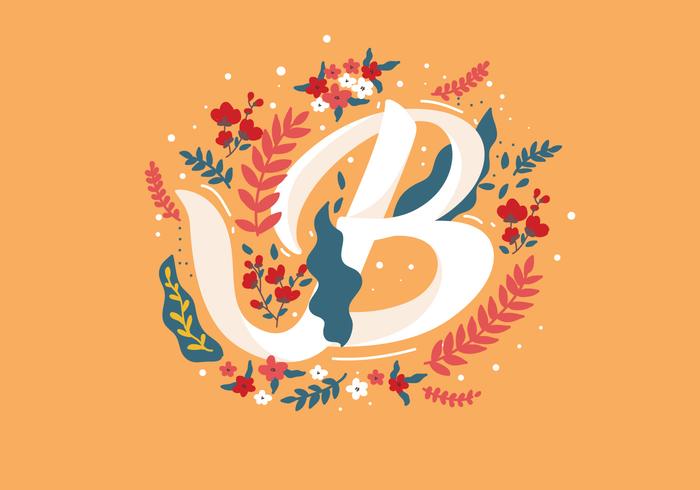 700x490 Letter B Typography With Flowers Vector