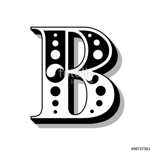 500x500 Classic Vintage Font, Letter B, Vector. Stock Image And Royalty