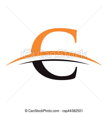 450x470 Simple Initial Letter C Logo With Swoosh Orange Black.