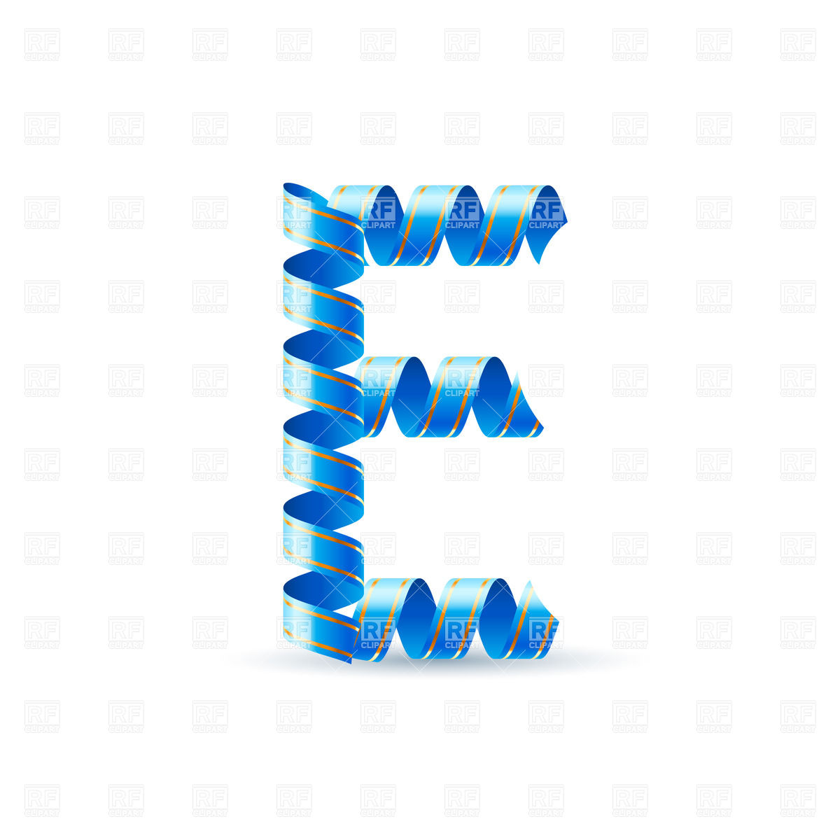 1200x1200 Letter E Made Of Blue Paper Streamer Vector Image Vector Artwork