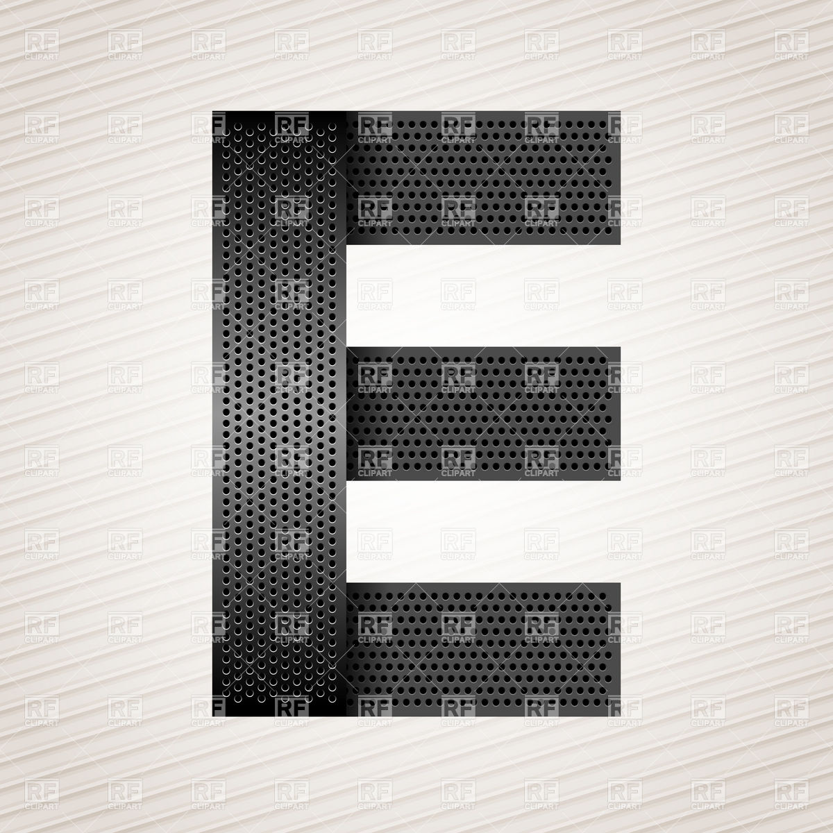 1200x1200 Alphabet Made Of Metal Perforated Tape, Letter E Vector Image