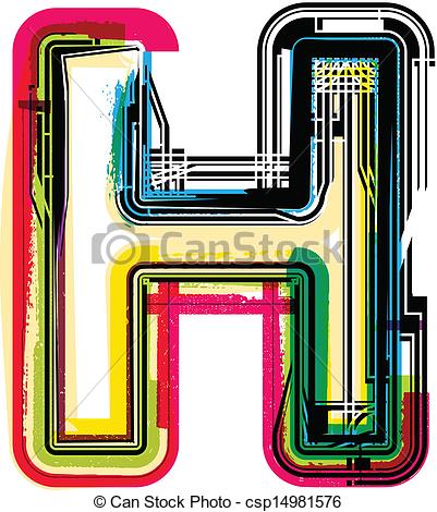 401x470 Colorful Grunge Letter H.