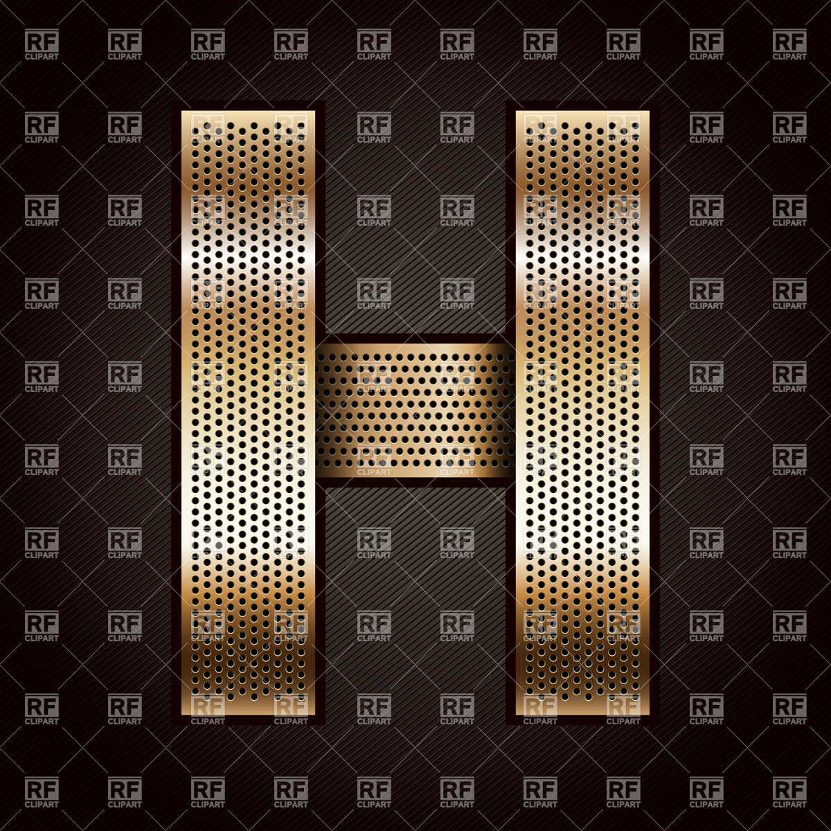 1200x1200 Alphabet Made Of Folded Golden Perforated Tape, Letter H Vector