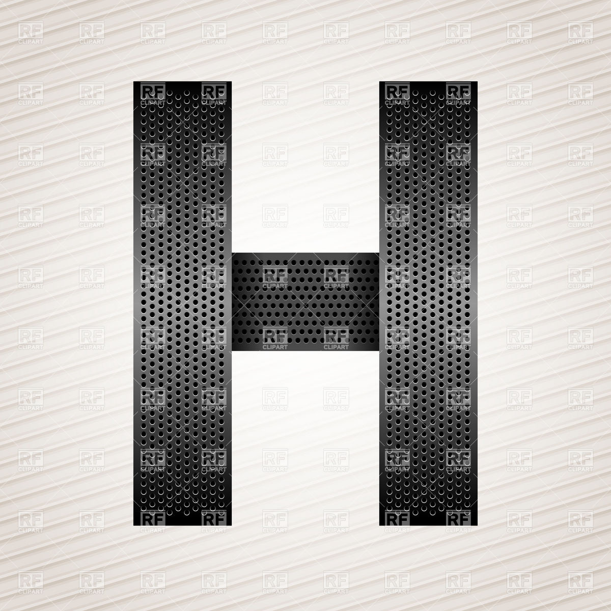 1200x1200 Alphabet Made Of Folded Metal Perforated Tape, Letter H Vector