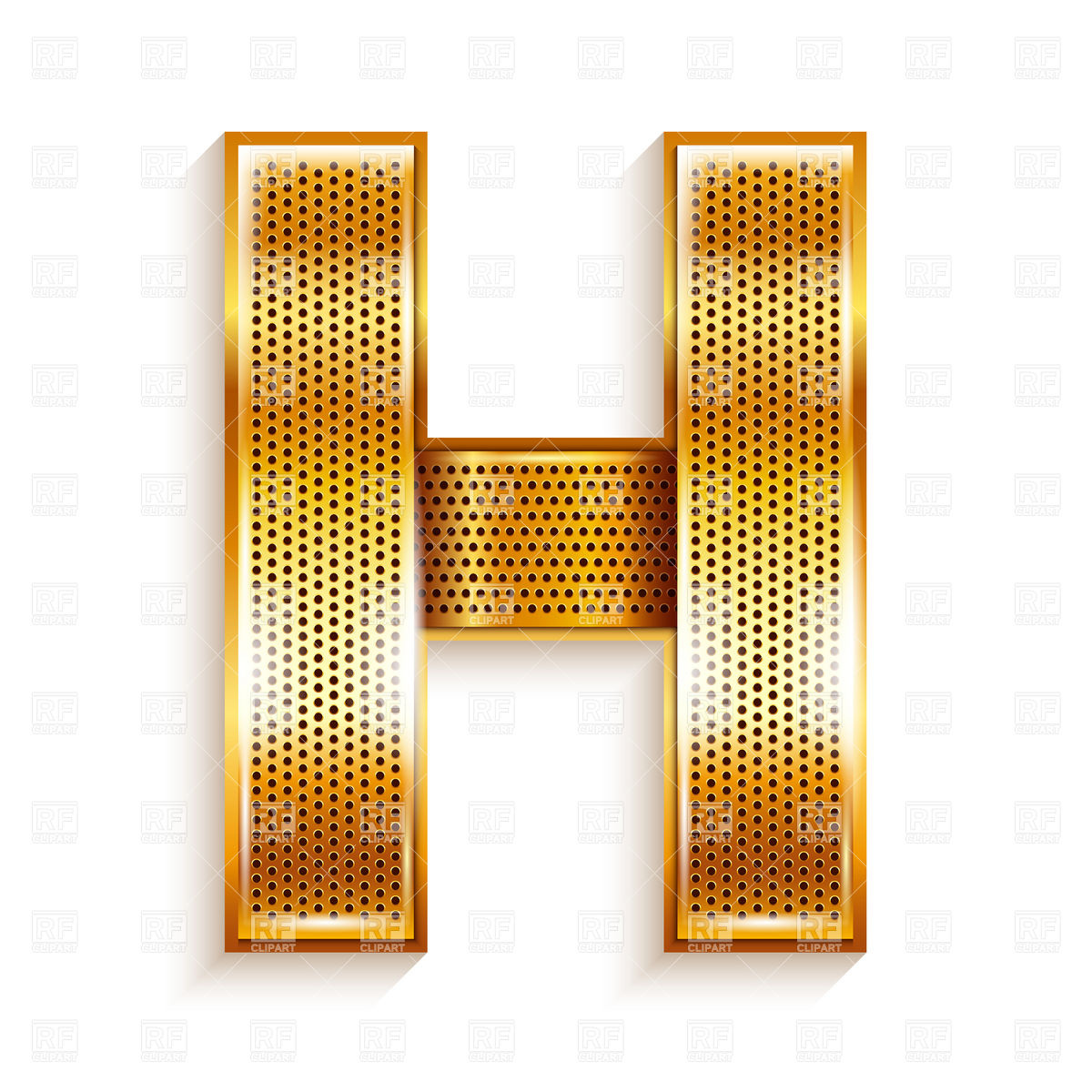 1200x1200 Alphabet Made Of Golden Perforated Tape, Letter H Vector Image