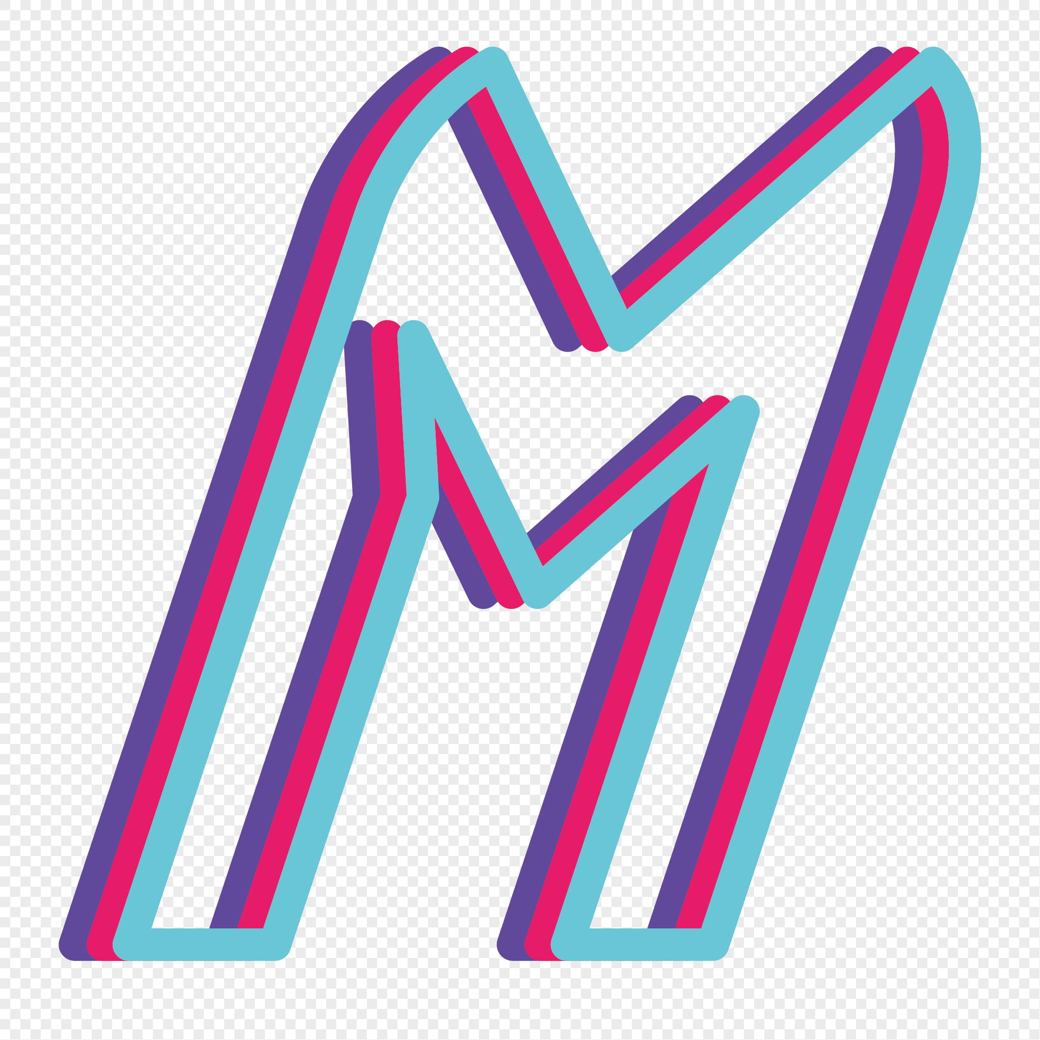 2041x2041 Creative Collage Abstract English Letter M Vector Elements