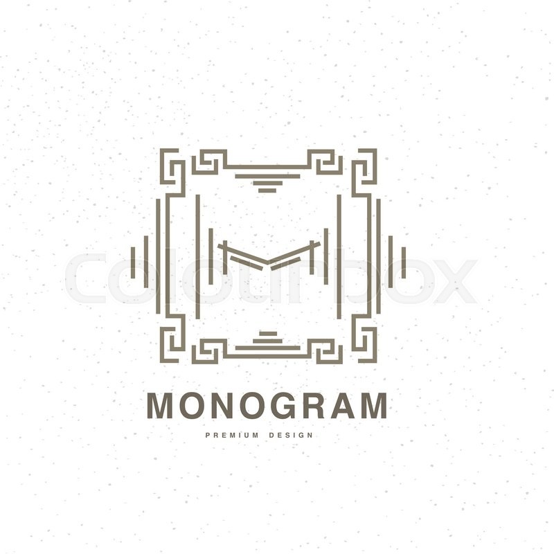 800x800 Geometric Monogram Linear Style Logo Design, Letter M. Vector