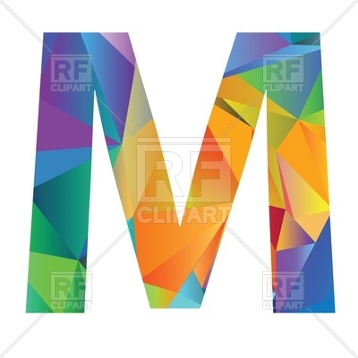 400x400 Motley Polygonal Font, Letter M Vector Image Vector Artwork Of