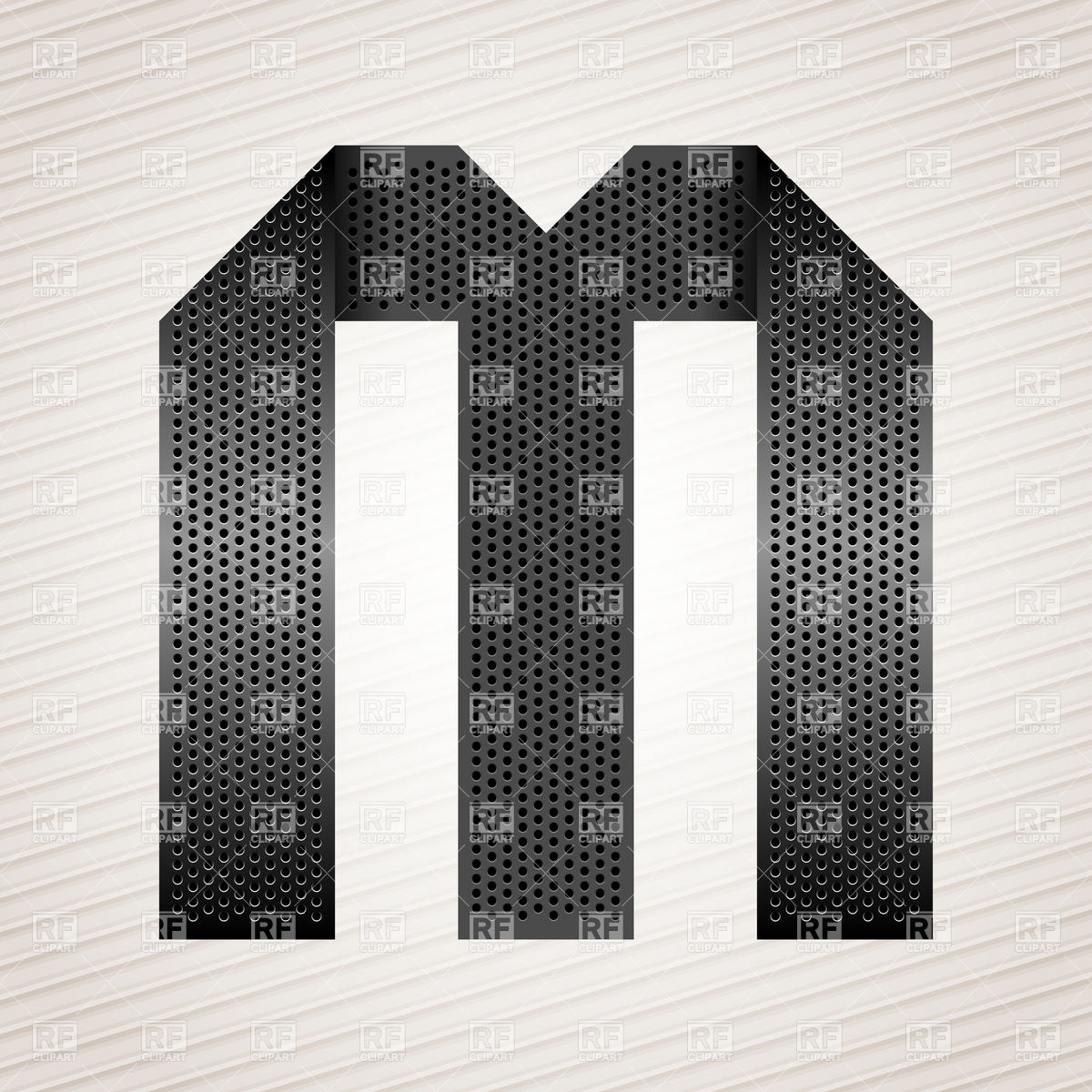 1200x1200 Alphabet Made Of Folded Metal Perforated Ribbon, Letter M Vector