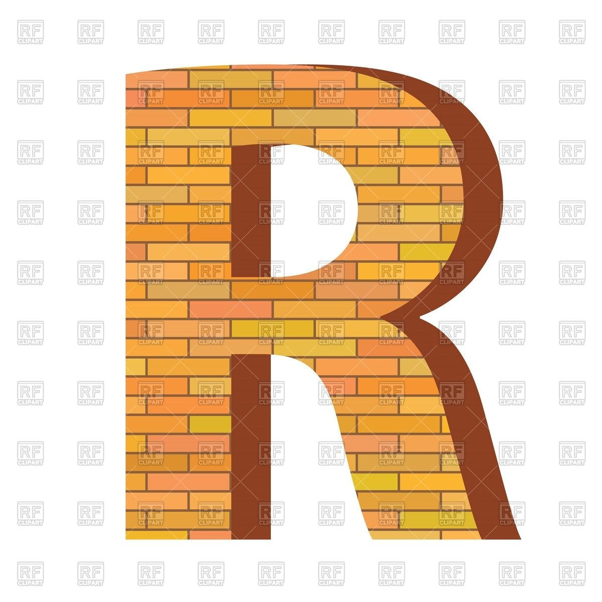 1200x1200 Font With Brick Wall Texture, Letter R Vector Image Vector