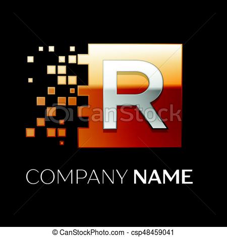 450x470 Letter R Vector Logo Symbol In The Colorful Square With Shattered
