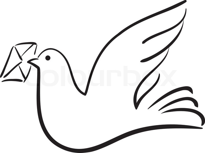 800x597 Dove With Letter, Vector Illustration Stock Vector Colourbox