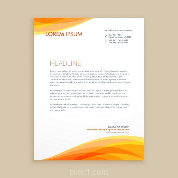 626x626 Ai] Orange Wave Creative Letterhead Vector Free Download