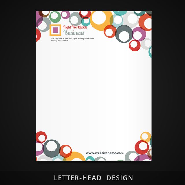 640x640 Letterhead Vector Colorful Circles Design, Flyer, Business