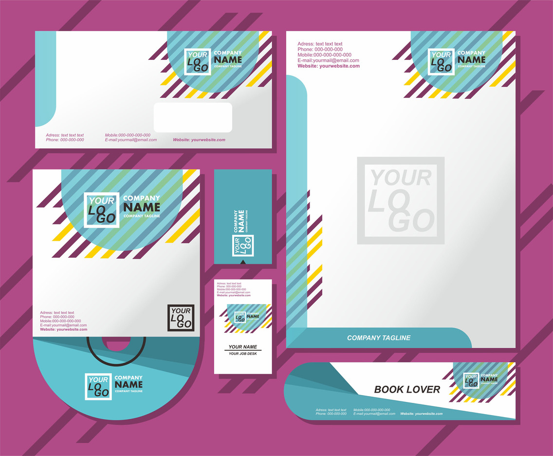 1136x936 Teal Letterhead Vector Set Vector Art Amp Graphics