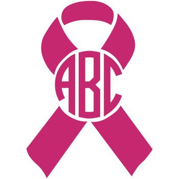 350x350 Breast Cancer Awareness Ribbon Monogram Decal Pink Leukemia Ribbon