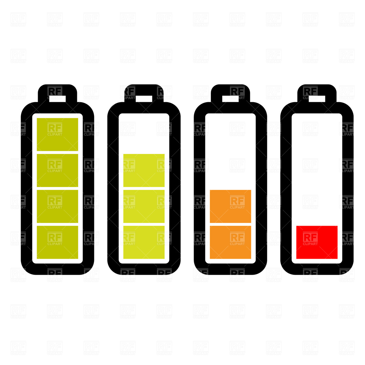 1200x1200 Level Of The Battery Charge Icons Vector Image Vector Artwork Of