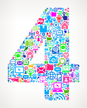 354x439 Number Four Modern Technology Royalty Free Vector Art Pattern