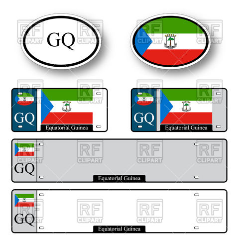 480x480 Template Of Car Plate Number With Flag Of Equatorial Guinea And