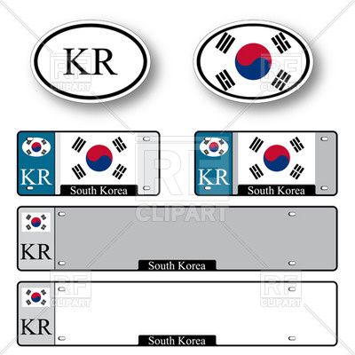 400x400 Template Of Car Plate Number With Flag Of South Korea And Oval