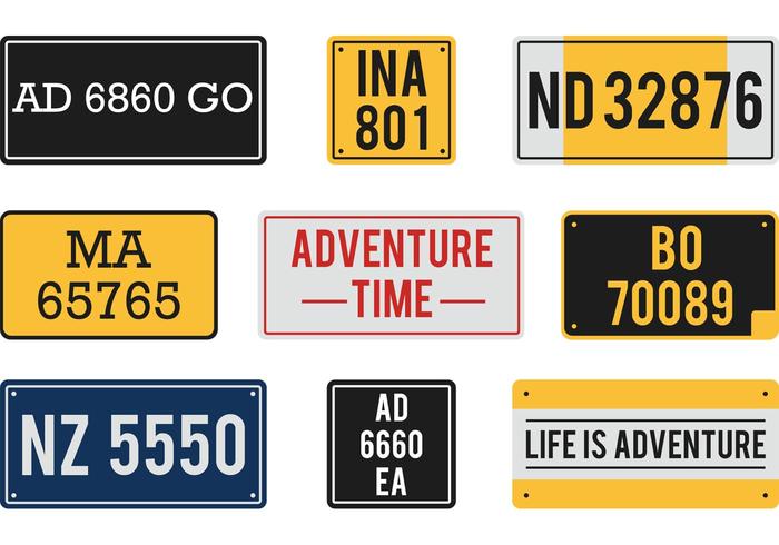 700x490 Free Vector License Plates
