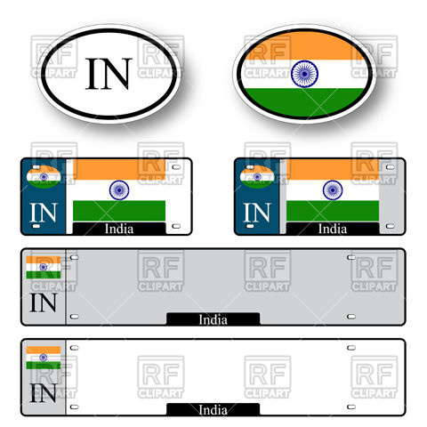 480x480 Template Of Car Plate Number With Flag Of India And Oval Country