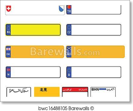 437x364 Art Print Of World License Plate Blanks Vector Barewalls Posters
