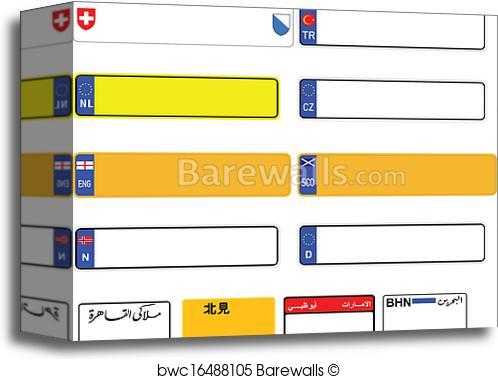 498x379 Canvas Print Of World License Plate Blanks Vector Barewalls