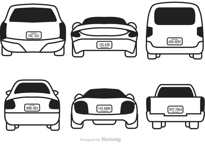 700x490 Cars With License Plates Vectors
