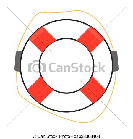 450x470 Simple Flat Design Life Preserver Icon Vector Illustration.