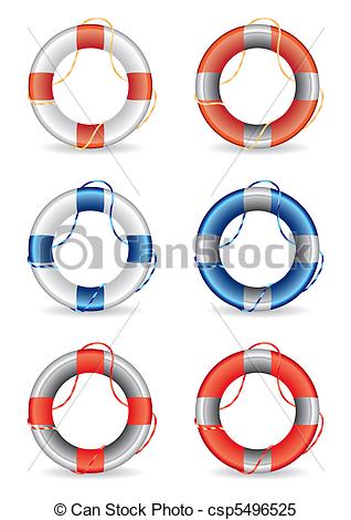 318x470 Set Of 6 Lifebuoy Vector Illustrations.