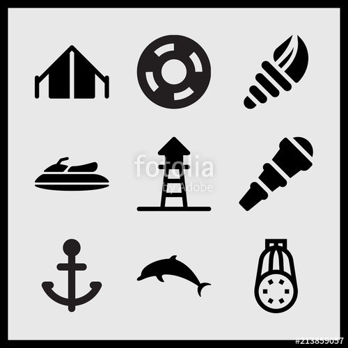 500x500 Simple 9 Set Of Summer Related Tent, Courgette, Telescope And