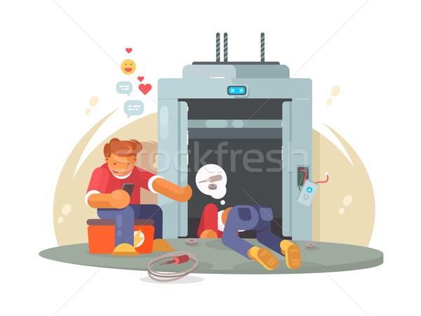 600x450 Workers Repairing Broken Lift Vector Illustration Jossdiim
