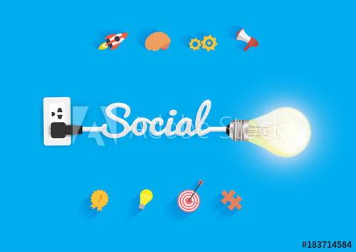 500x353 Social Concept, With Creative Light Bulb Idea Vector Illustration