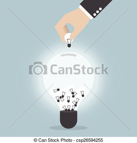450x470 Businessman Hand Collecting Light Bulb Of Idea, Vector, Eps10.