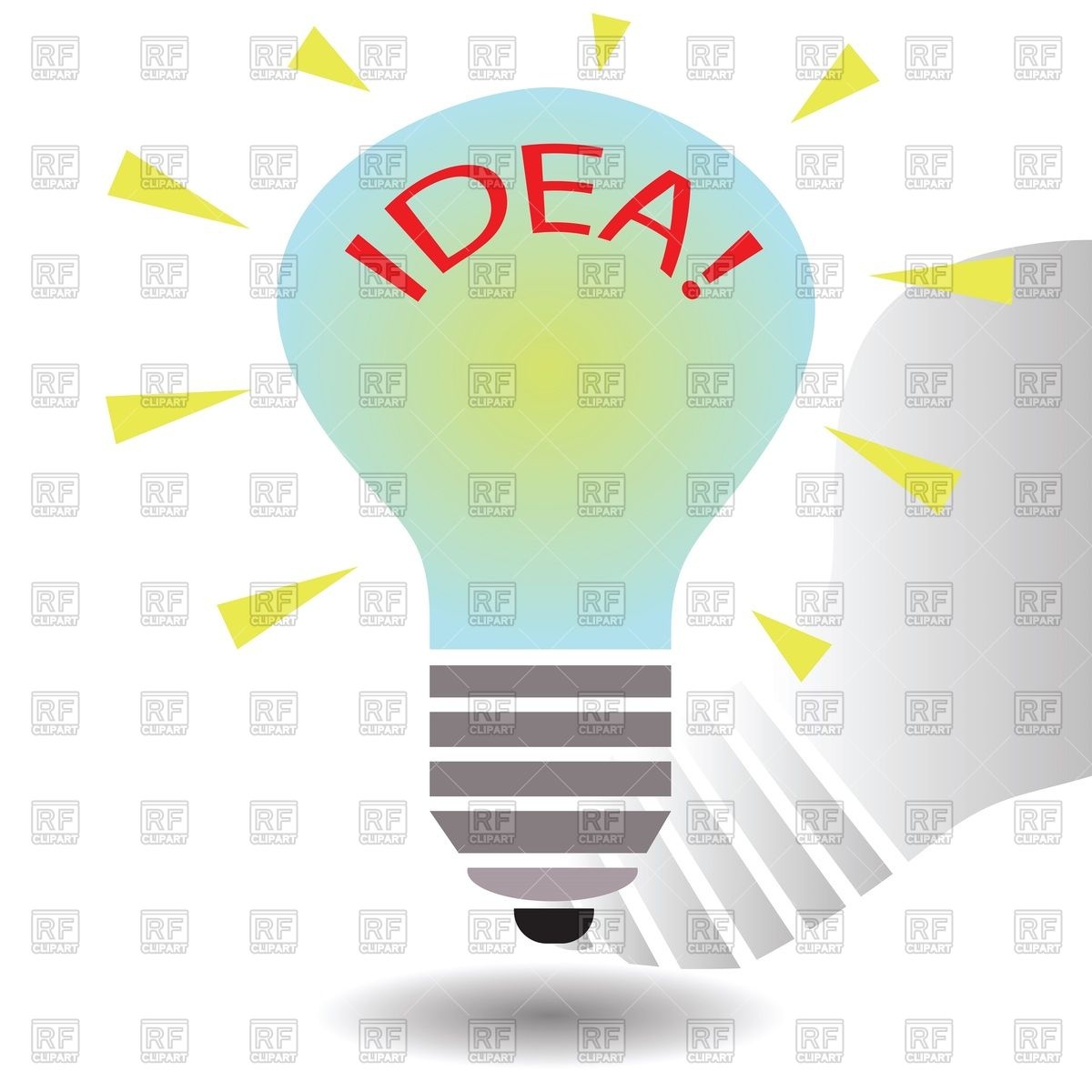 1200x1200 Cartoon Light Bulb With Word Idea Vector Image Vector Artwork Of