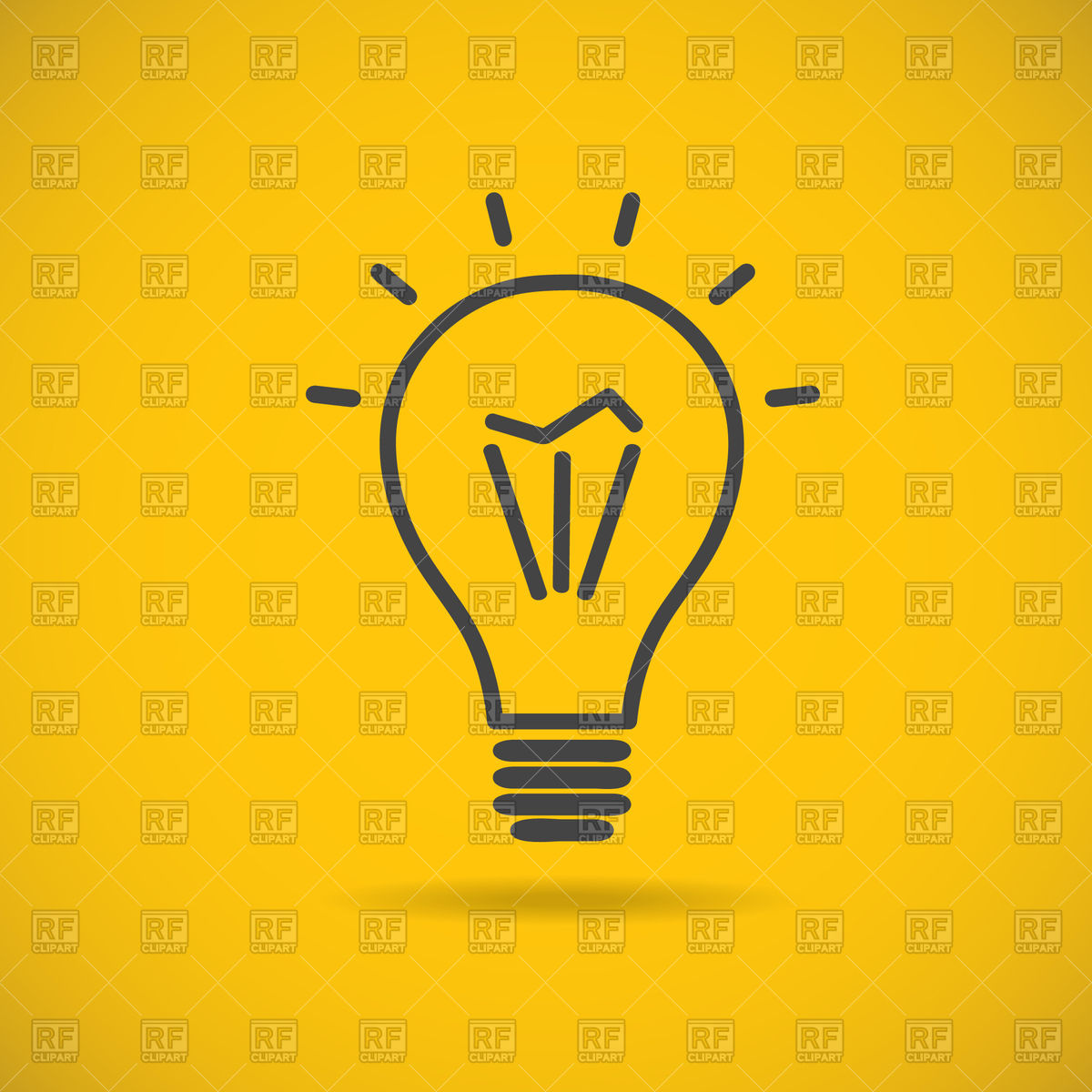 1200x1200 Grey Lineart Light Bulb On Yellow Background Vector Image Vector