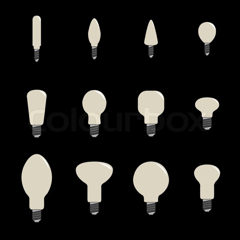800x800 Stylized Light Bulbs, Vector Art Illustration Stock Vector