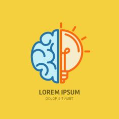 235x235 Vector Icon With Brain And Light Bulb. Vector Art Illustration
