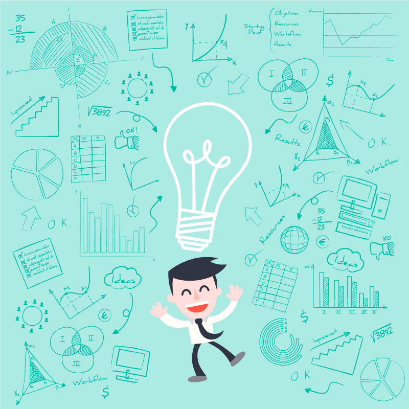 800x800 Cartoon Business Man With A Light Bulb Vector Free Vector