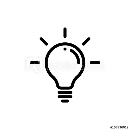500x500 Lamp Light Bulb Vector Icon. Idea Or Creative Think Lightbulb Lamp