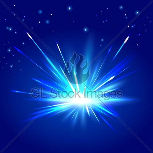500x500 Light Flash Explosion On Blue Background. Vector Illustra... Gl