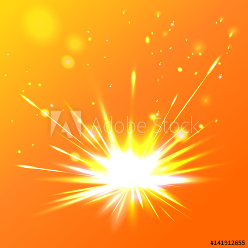 500x500 Light Flash Explosion On Orange Background. Vector Illustration